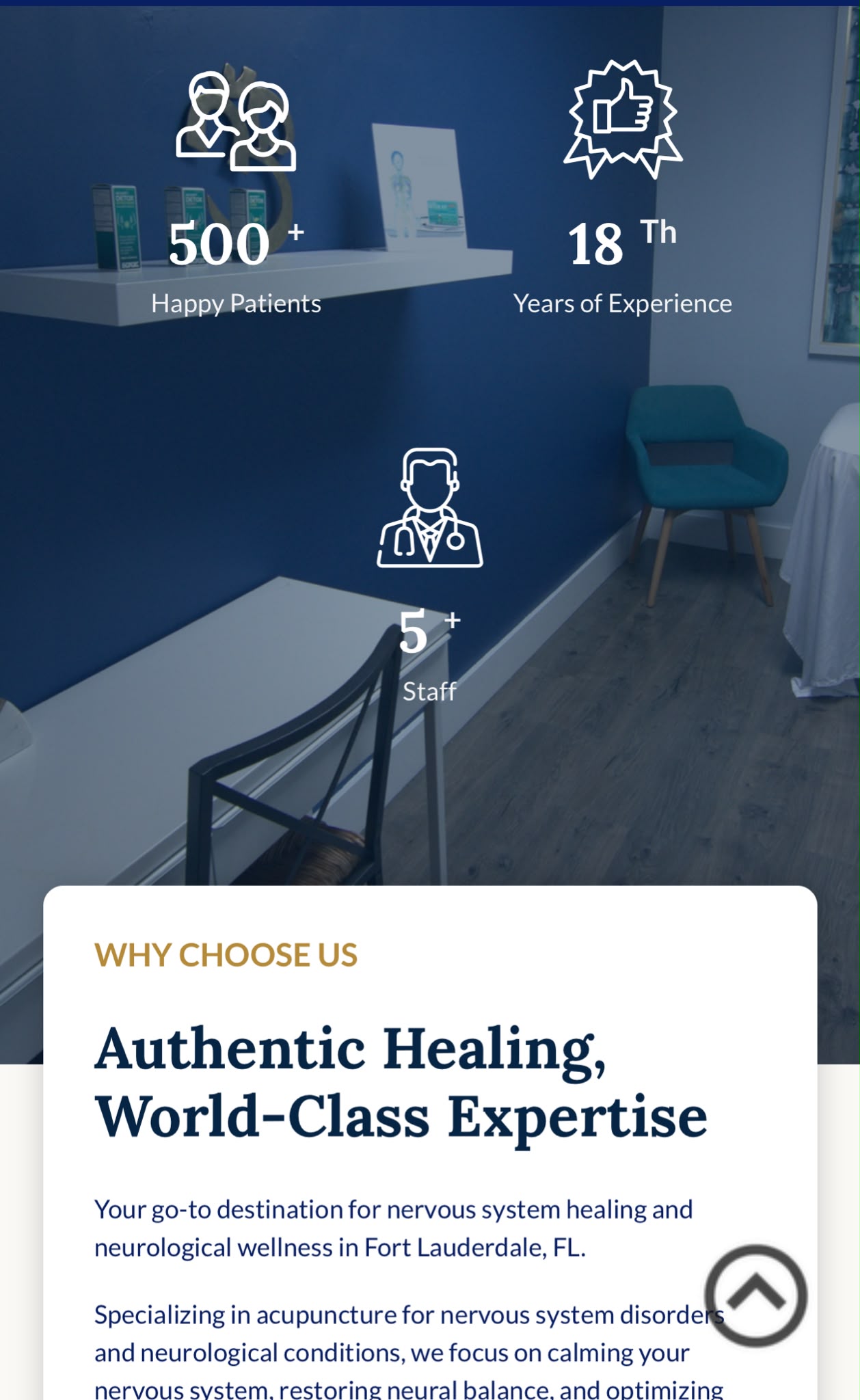 A treatment page on mobile, with the content reflowed to a single readable column